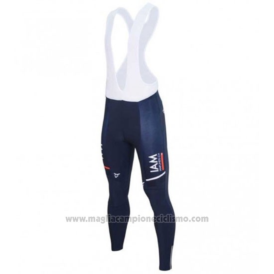 2016 Abbigliamento Ciclismo IAM Bianco e Blu Manica Lunga e Salopette